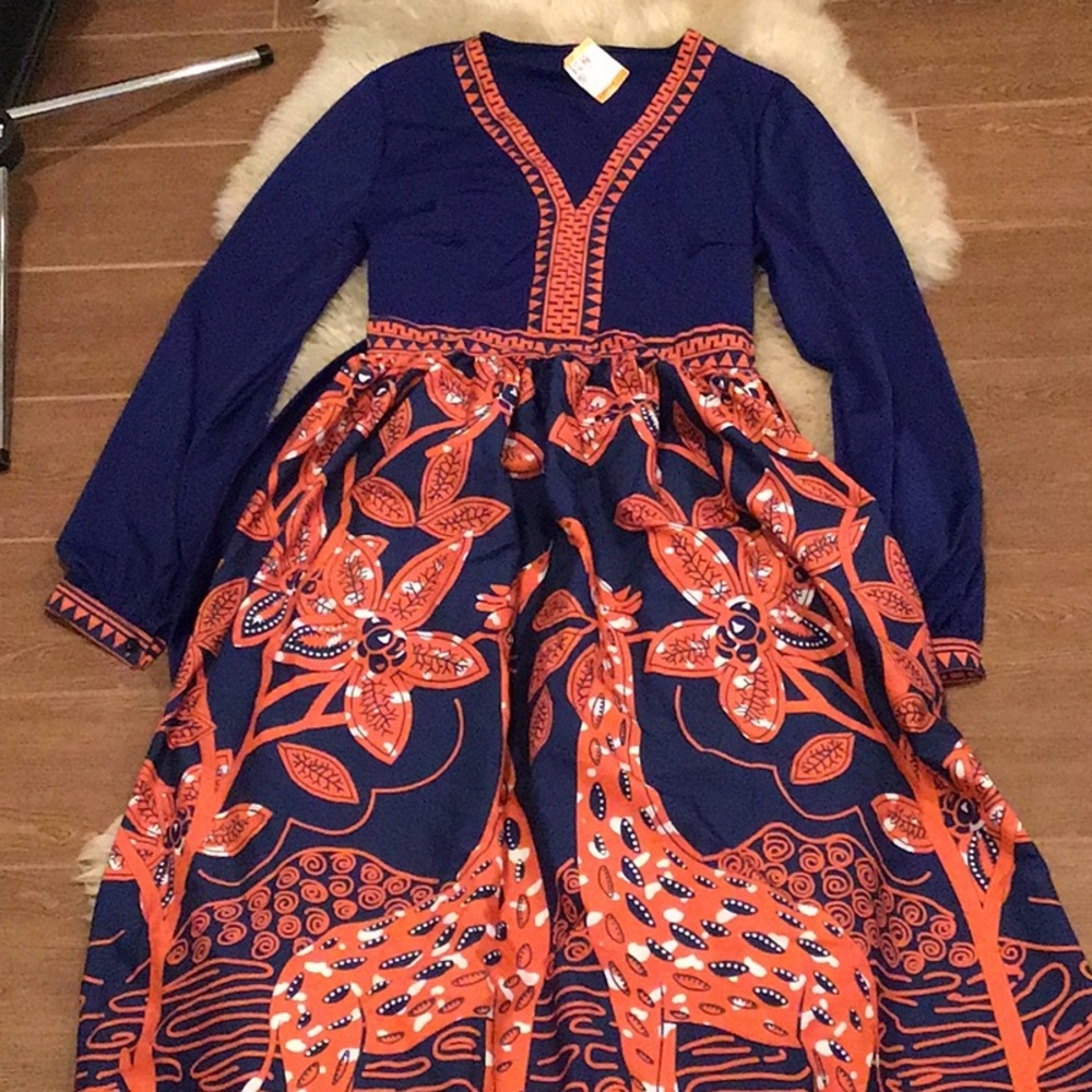 Fun African Giraffe Flower Maxi dress Boho Festival